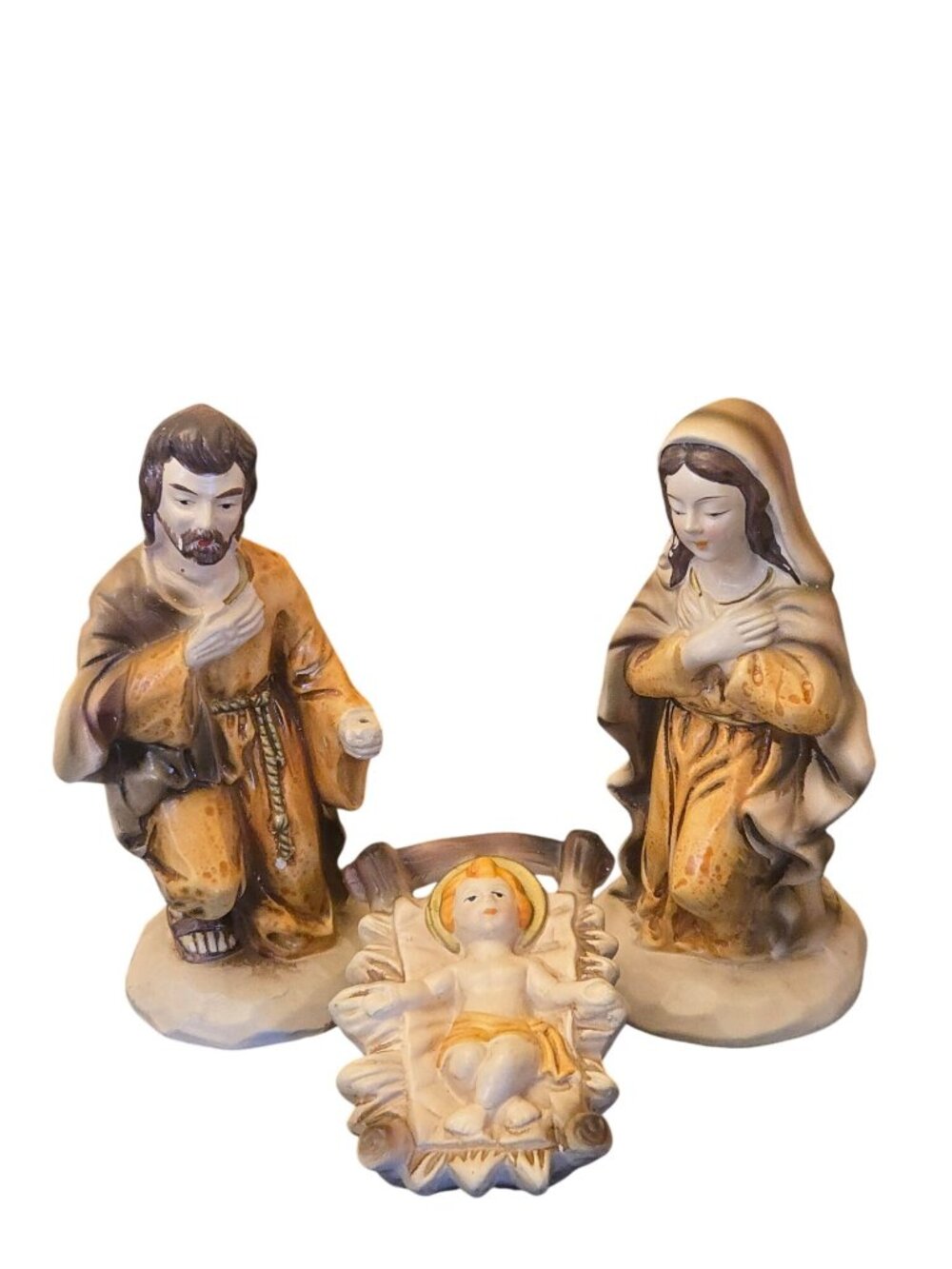 Vintage Star Japan Nativity Set Hand Painted Composition Paper Mache Jesus Mary